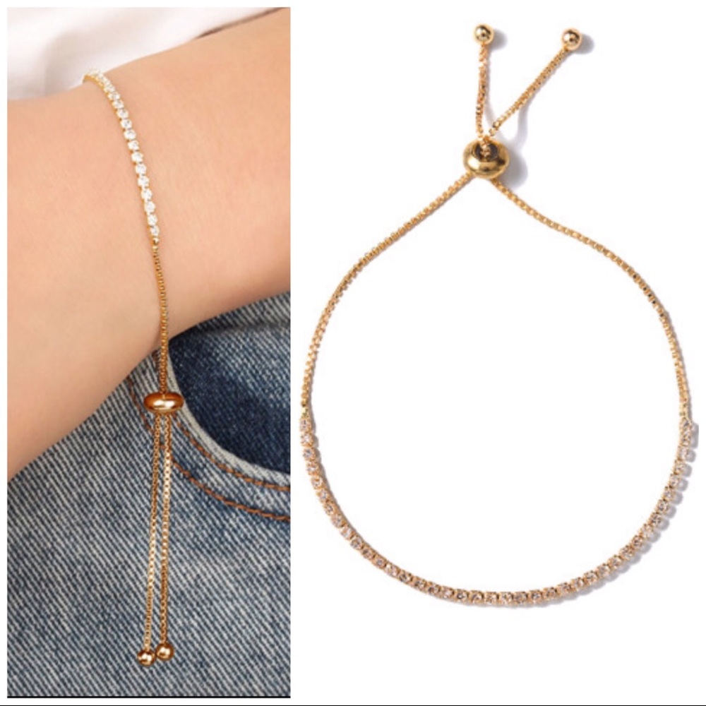 Dainty Rhinestone Adjustable Bracelet - Picture 2 of 4